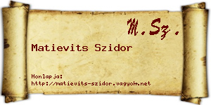 Matievits Szidor névjegykártya